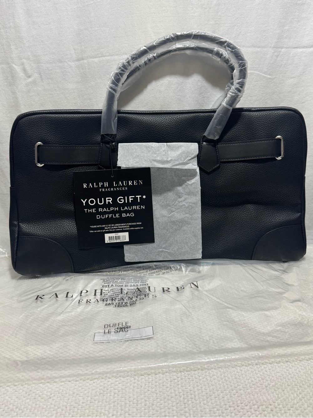 Ralph Lauren Black Pebbled Leather Duffel Bag
